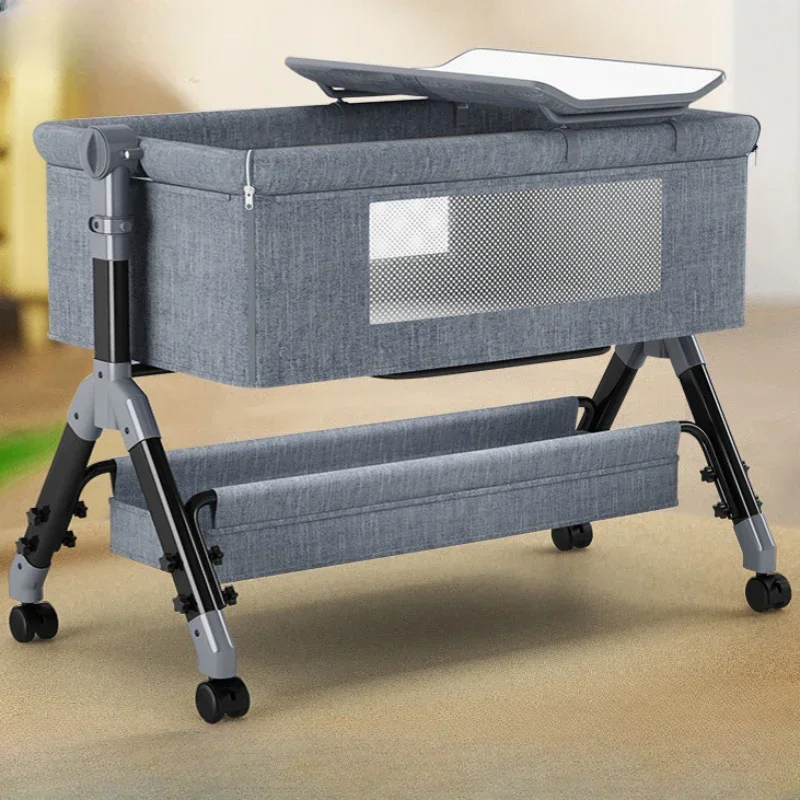 Baby Nursery Trolley - 折りたたみ式で移動可能なスプライシングベビーベッド,多機能クレードル,安全で安定した,取り外し可能で洗える布カバー,ベビーロッキングチェア