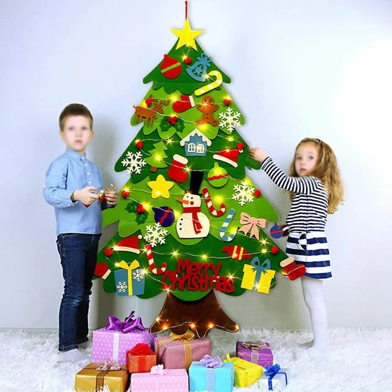 Baby Nursery Wall Lights - DIY フェルトクリスマスツリー 幼児用 Feltpinetree クリスマス ストリングライト付き