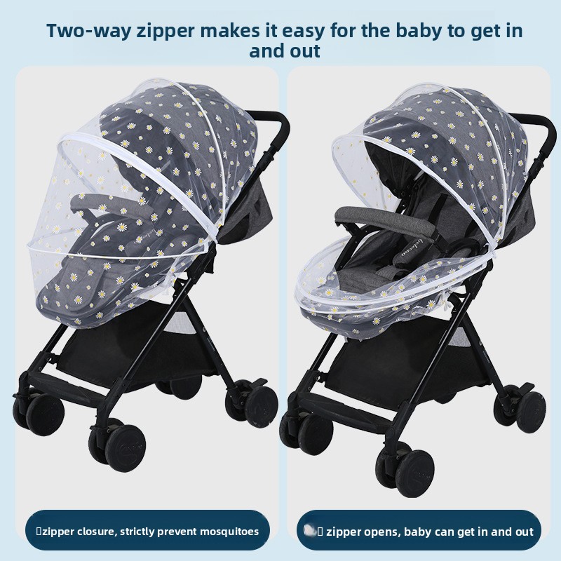 ベビーカー用ユニバーサル蚊帳デイジープリントネットカバー、ベ - Baby Nursery Trolley のレビューと価格