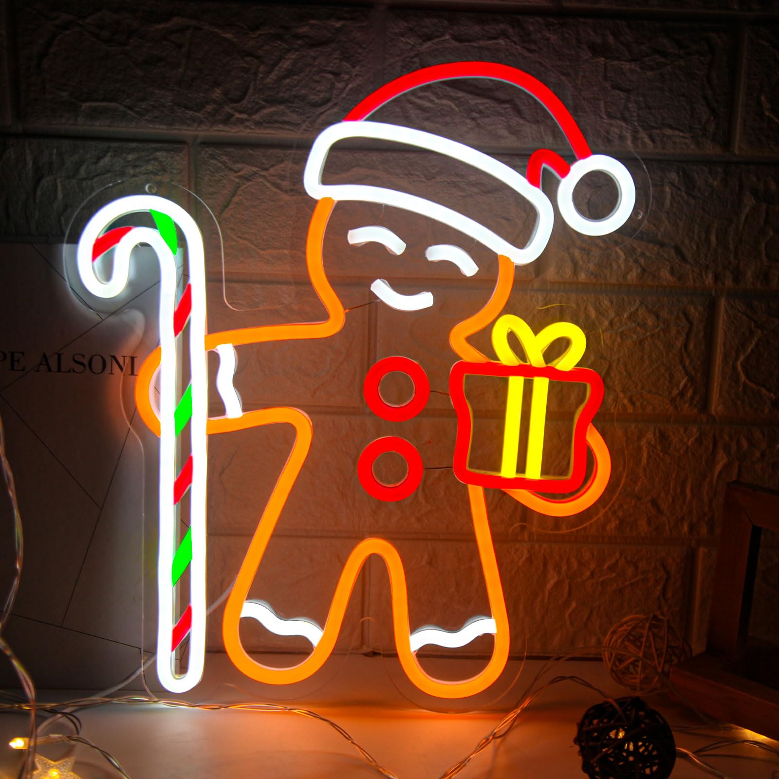 ジンジャーブレッドマン LED ネオンサイン 壁装飾用 クリ - Baby Nursery Wall Lights のレビューと価格