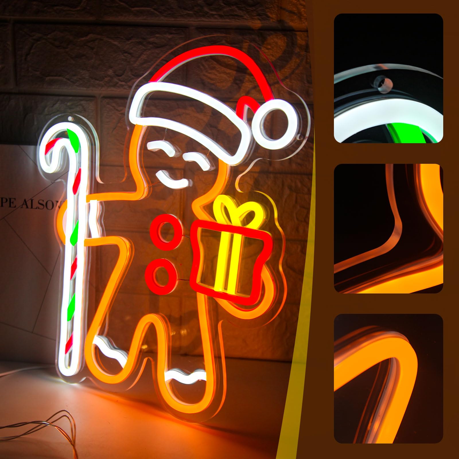 ジンジャーブレッドマン LED ネオンサイン 壁装飾用 クリ - Baby Nursery Wall Lights のレビューと価格
